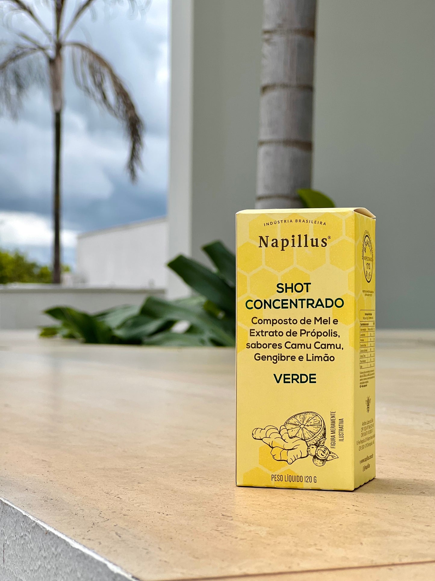 Concentrated Shot Composed of Honey and Green Propolis Extract, Camu Camu, Ginger and Lemon